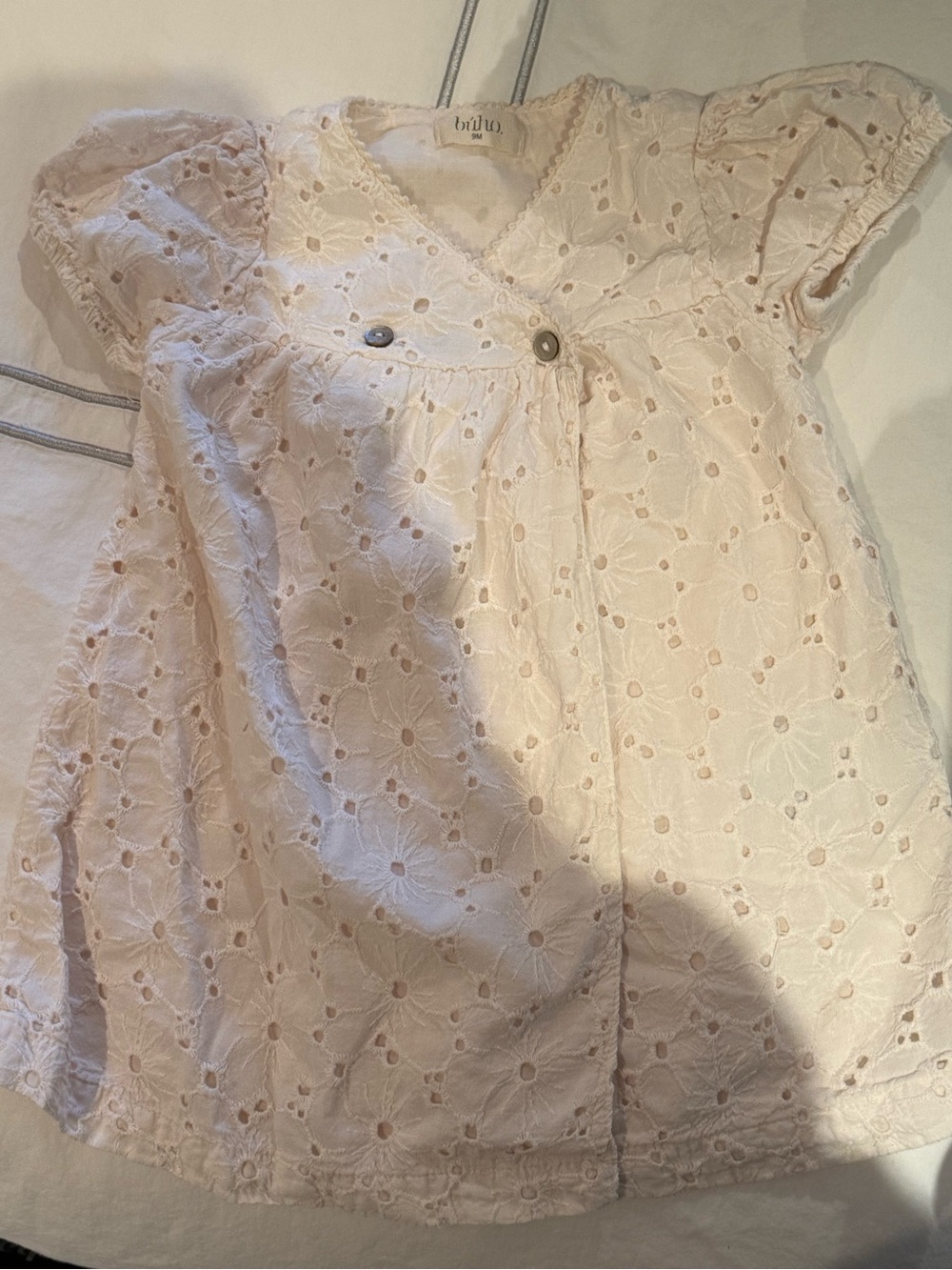 Bulu Embroidered Eyelet Chemise in Soft Cream